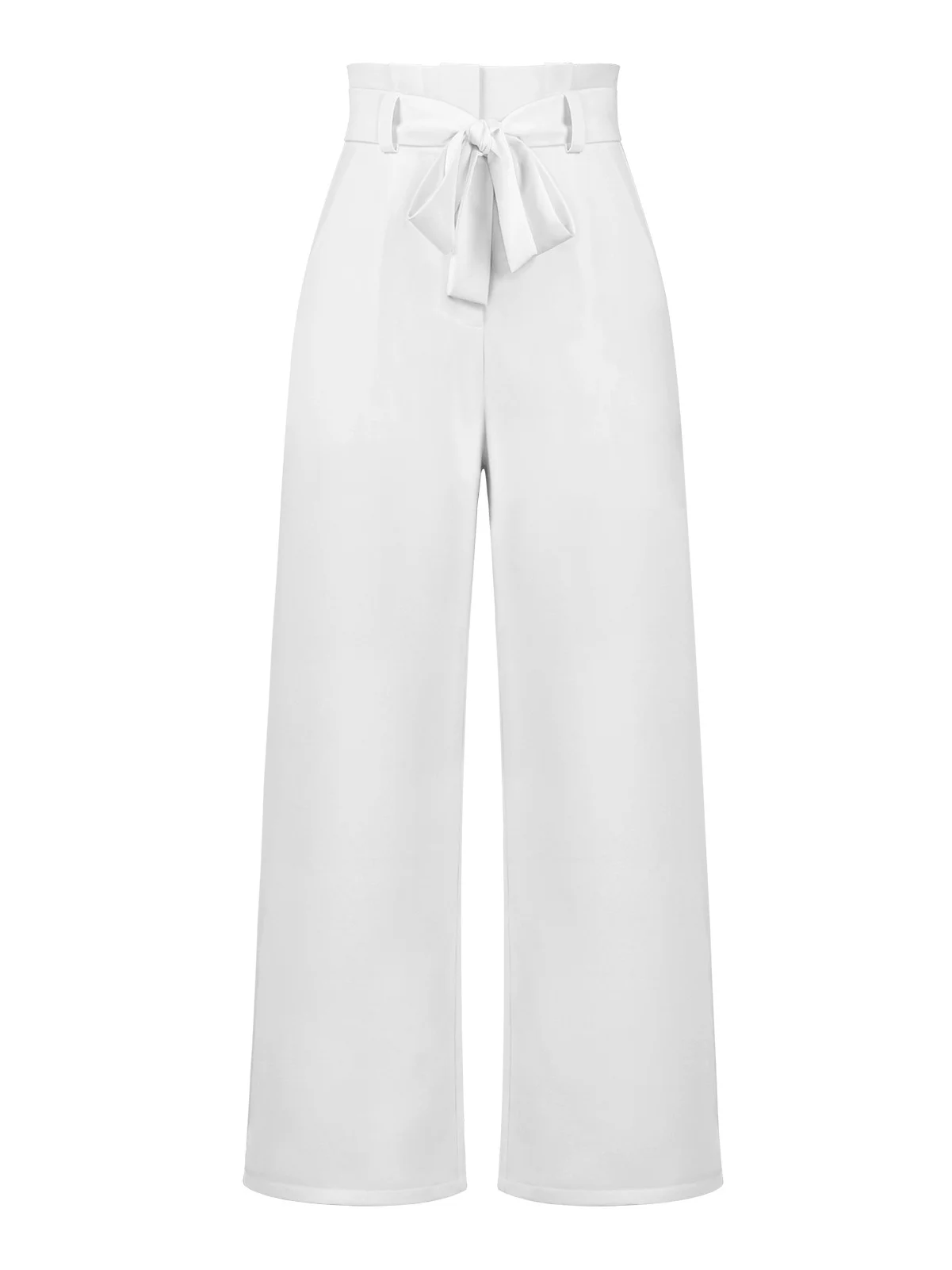 Women's  Elastic Waist H-Line Wide Leg Pants Daily Going Out Pants White Casual Split Joint Plain Spring/Fall Pants