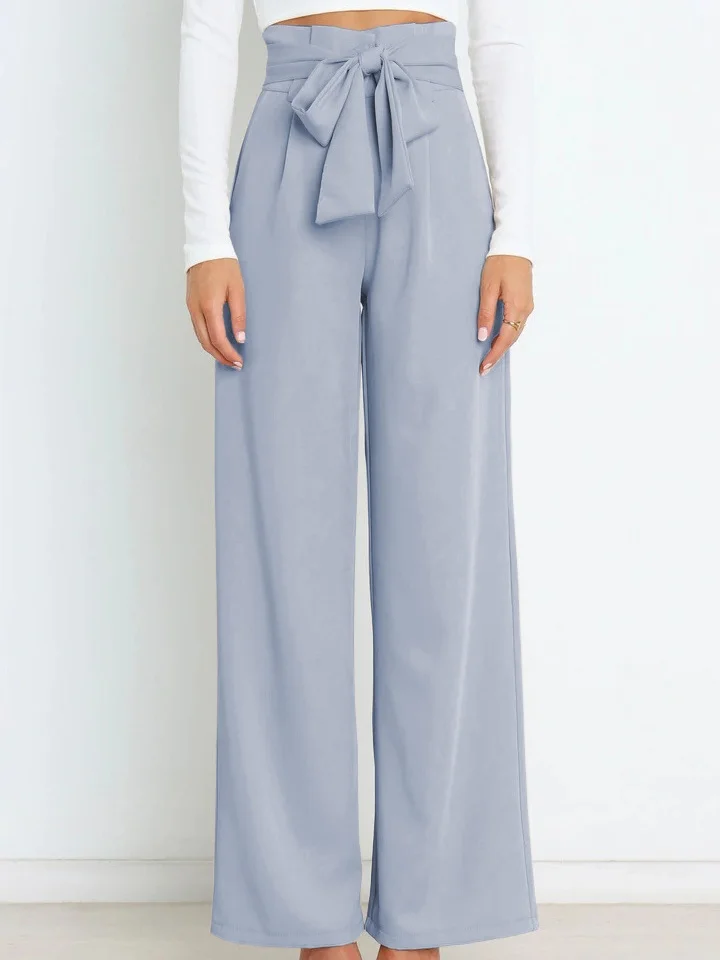 Women's  Elastic Waist H-Line Wide Leg Pants Daily Going Out Pants White Casual Split Joint Plain Spring/Fall Pants