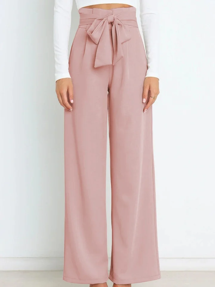 Women's  Elastic Waist H-Line Wide Leg Pants Daily Going Out Pants White Casual Split Joint Plain Spring/Fall Pants