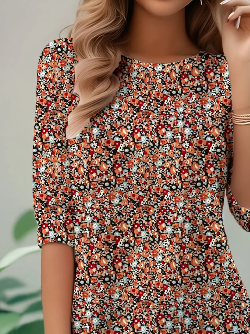 Regular fit long-sleeved T-shirt with floral pattern