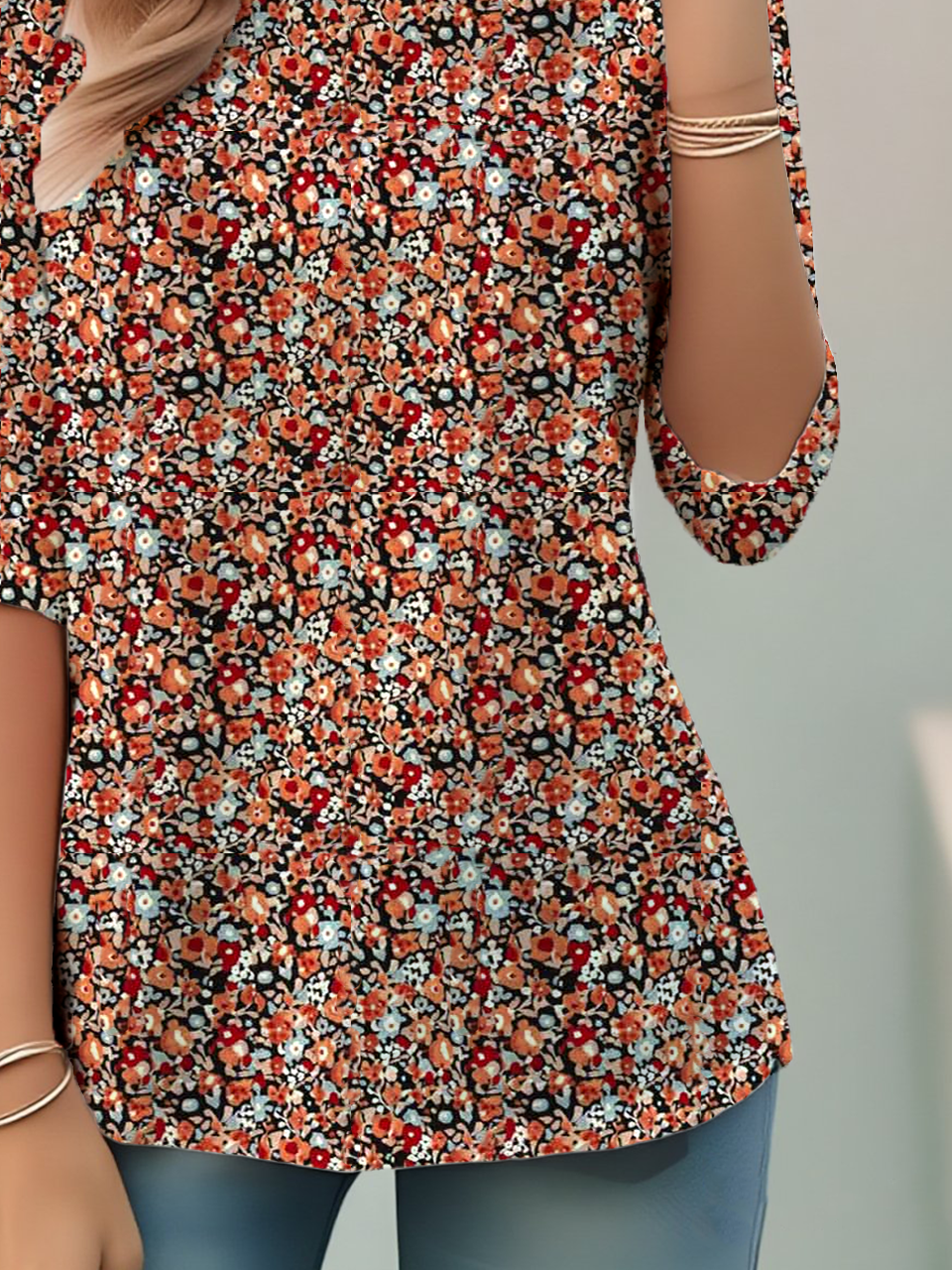 Regular fit long-sleeved T-shirt with floral pattern