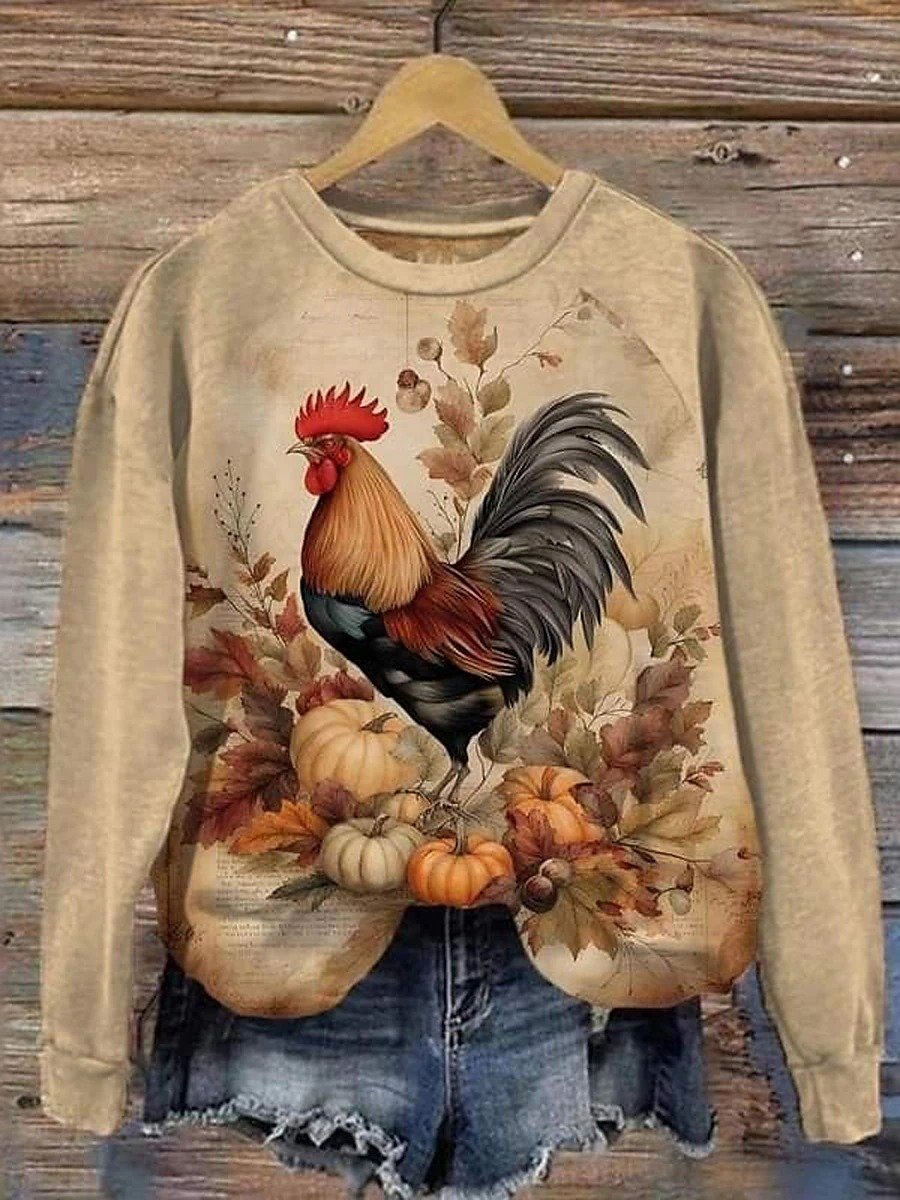 Halloween Women's Pullover Animal Pattern Fashion Casual Long Sleeves Crew Neck