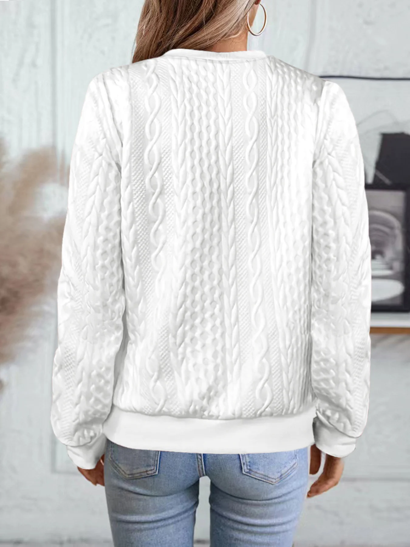 Plain V Neck Regular Fit Casual Sweatshirt