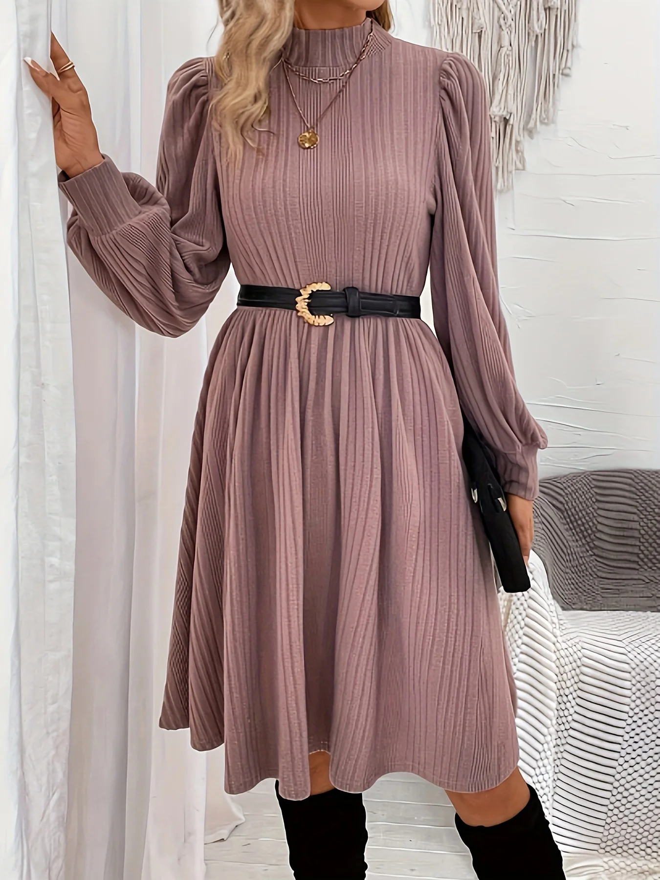 Plain Casual Dress With No