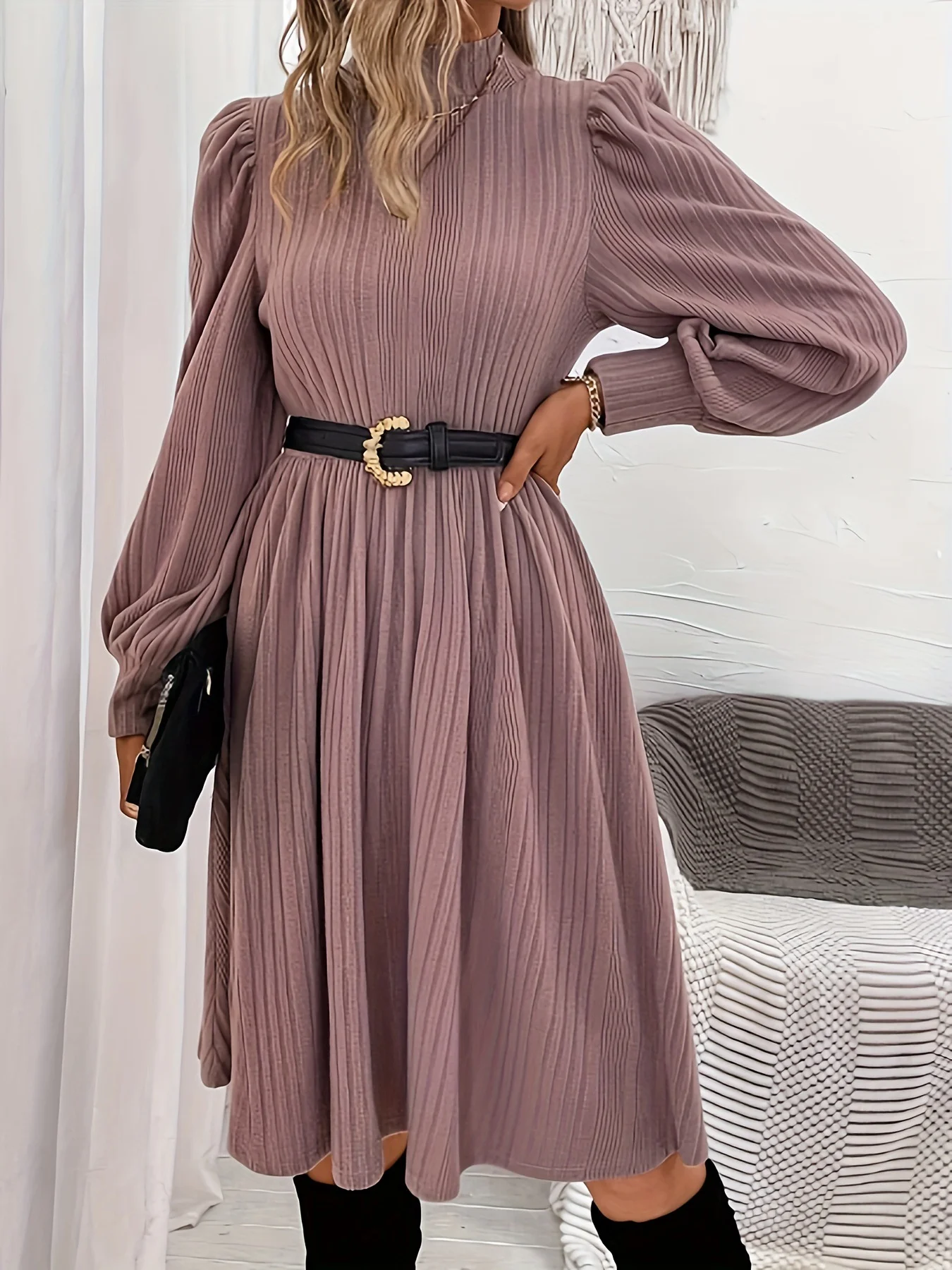 Plain Casual Dress With No