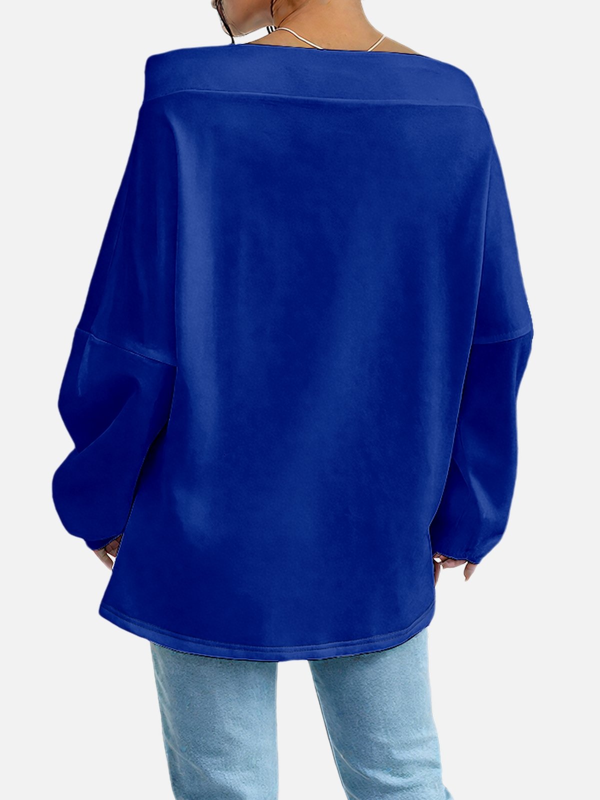 Women's Solid Color Sweatshirt Fashionable Everyday Street Off-Shoulder Drawstring Top