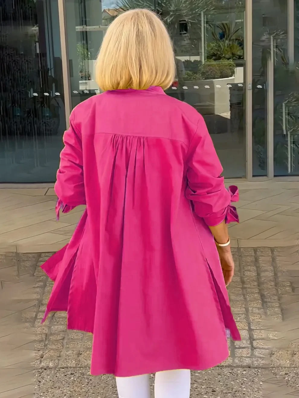 Women's Shirt Jacket Single-Breasted Temperament Commuting Solid Color Long-Sleeved Cotton Cardigan