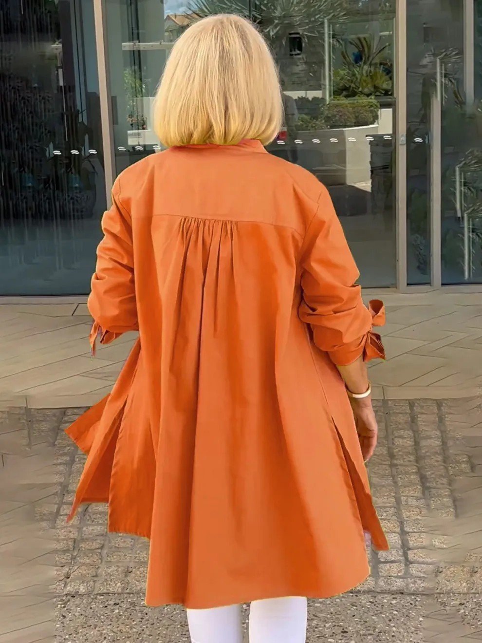 Women's Shirt Jacket Single-Breasted Temperament Commuting Solid Color Long-Sleeved Cotton Cardigan