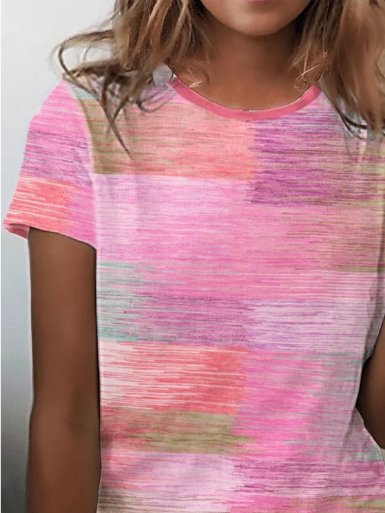 Women's Breast Awareness Pink Casual Crew Neck Short Sleeve T-Shirt