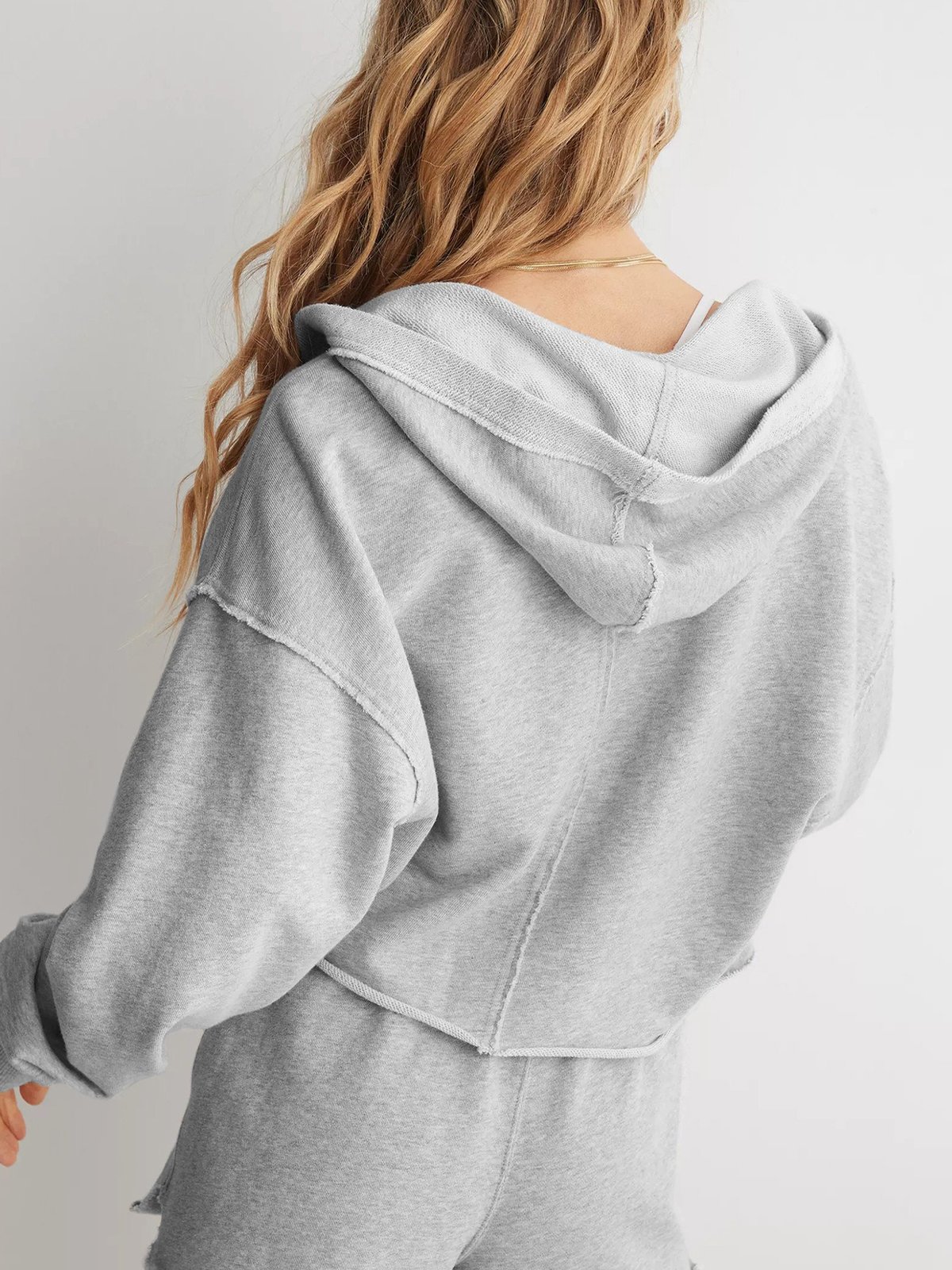 Casual Plain Long Sleeve Hoodie