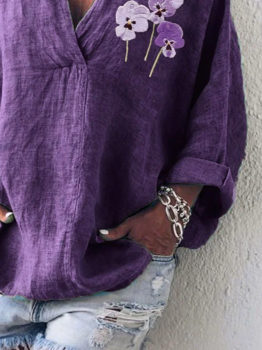 Women's Alzheimer's Purple Floral Casual Shirt