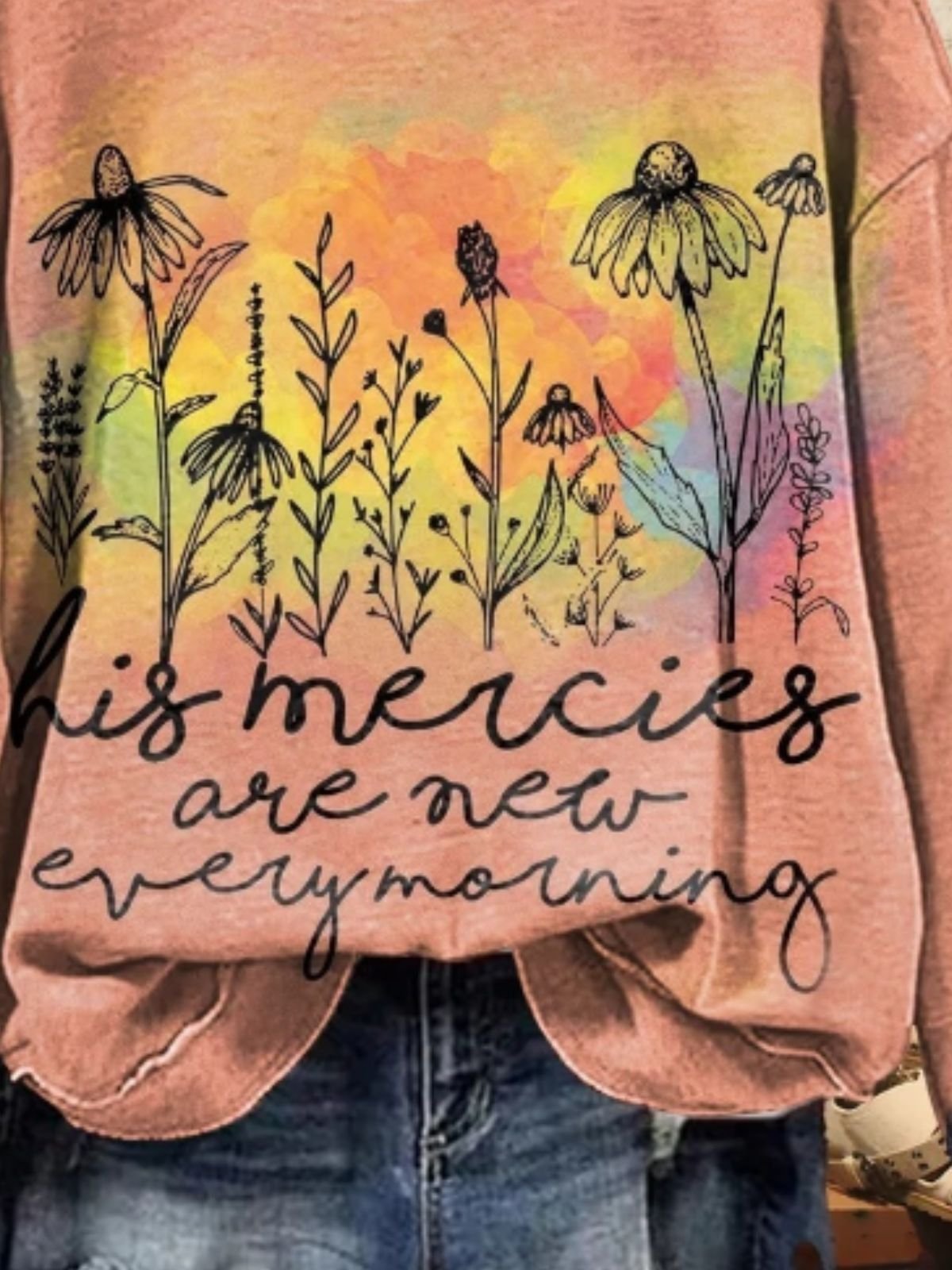 Casual Plants Crew Neck Regular Fit Sweatshirt