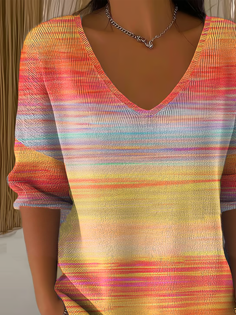 Women's Striped Pattern T-Shirt Retro Elegant Autumn Style Daily Casual Top