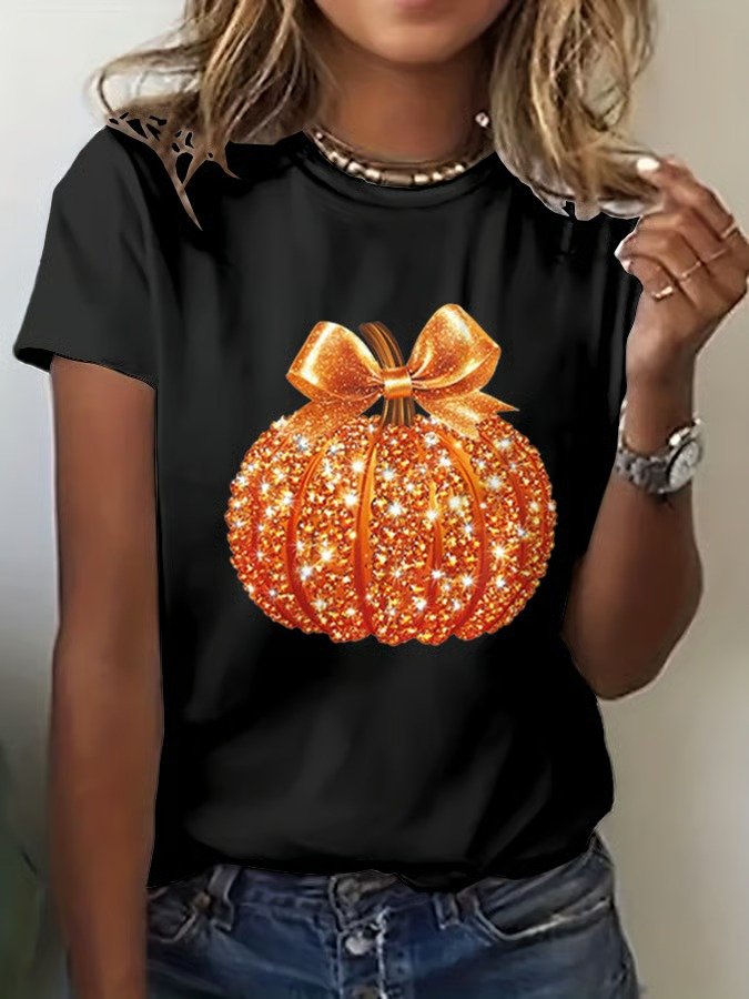 Women's Halloween Autumn Art Design Short Sleeve T-Shirt