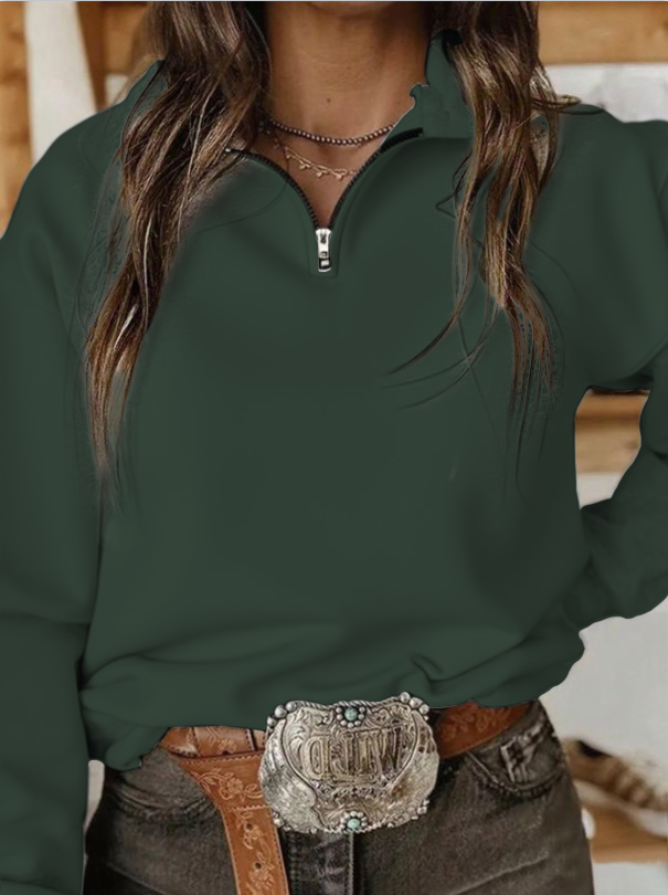 Plain Simple Cotton-Blend Loose Sweatshirt