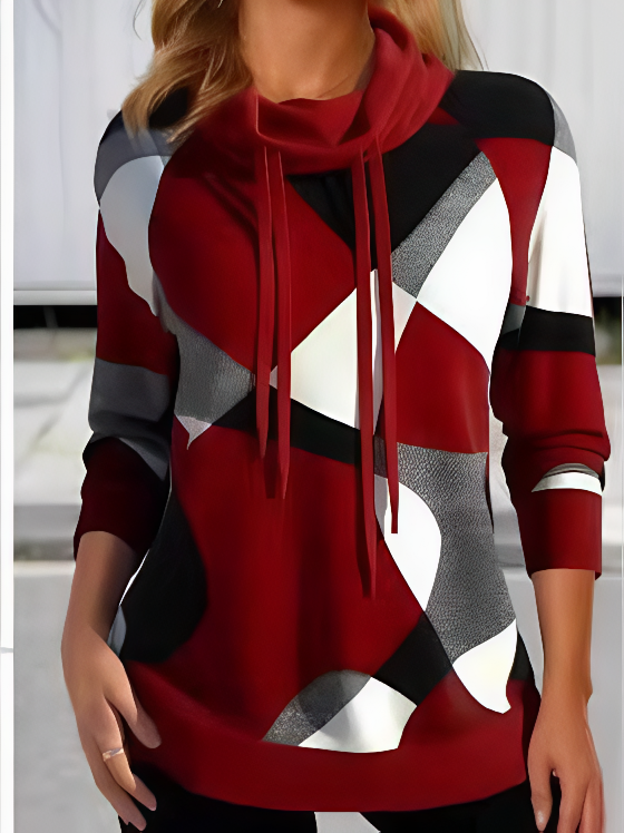 Drawstring Turtleneck Lady Romance Loose Sweatshirt