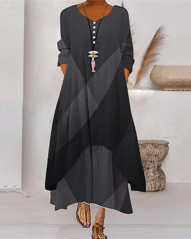 Women's Geometric Stripe Pattern Maxi Dress Stylish Modern Everyday Beach Weekend
