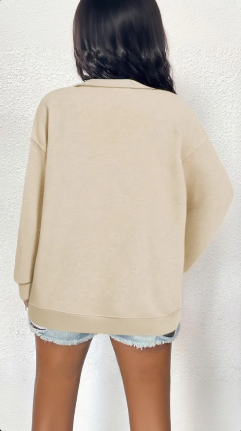 Plain Simple Cotton-Blend Loose Sweatshirt