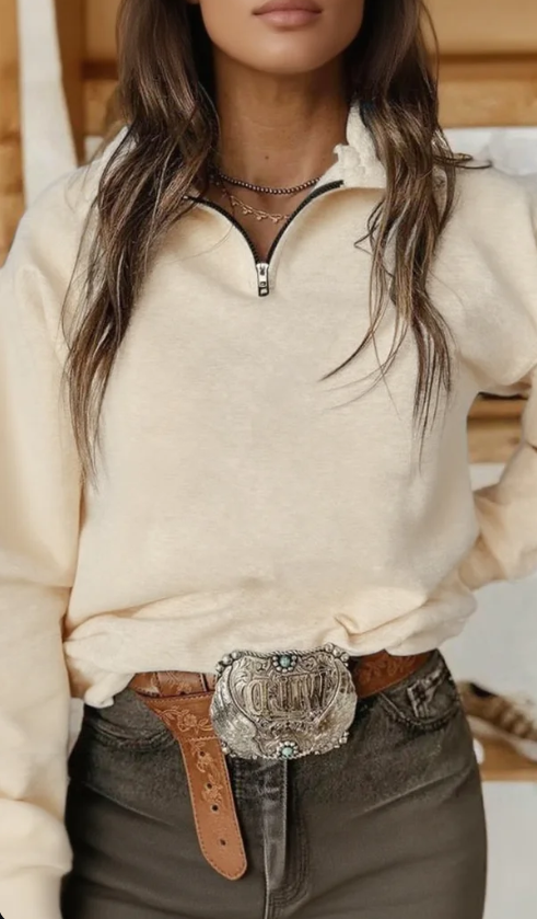 Plain Simple Cotton-Blend Loose Sweatshirt