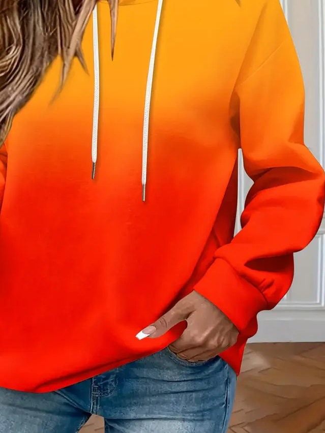 Women's Gradient Print Casual Long Sleeve Hooded Sweatshirt