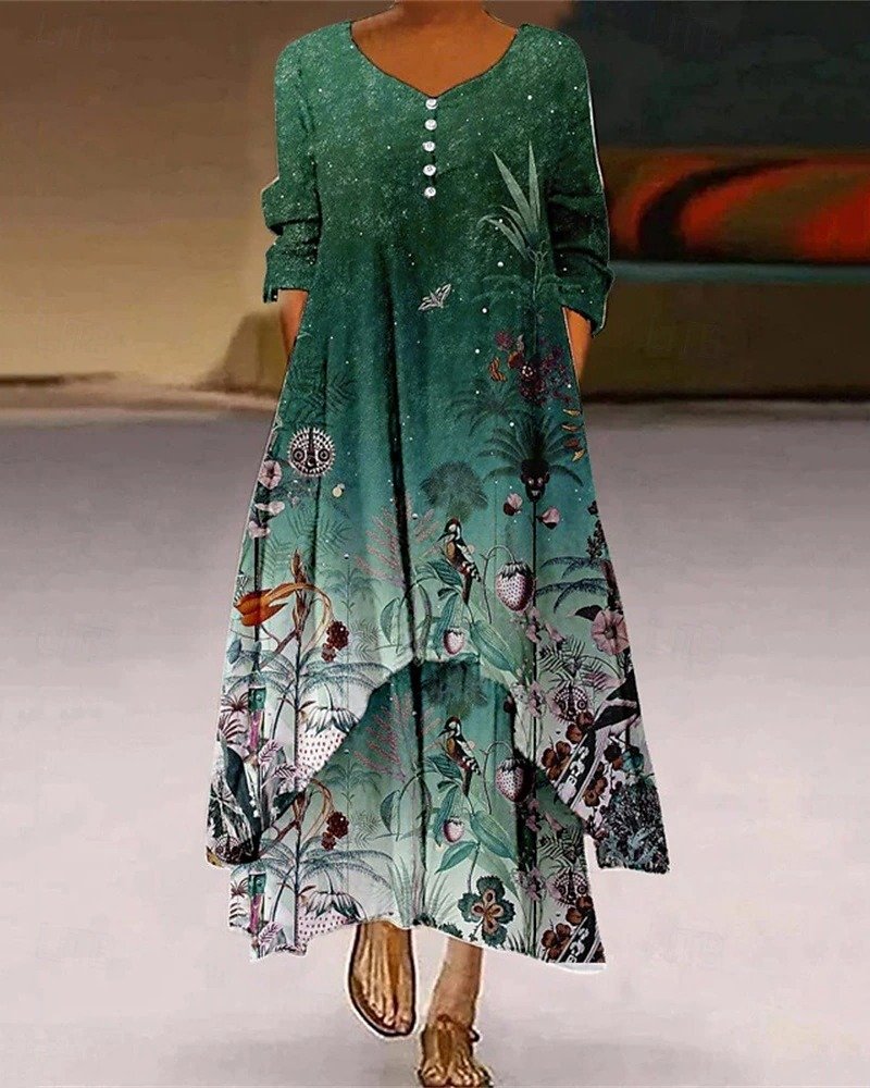 Women's Art Pattern Double Layer Dress Stylish Modern Everyday Weekend Beach