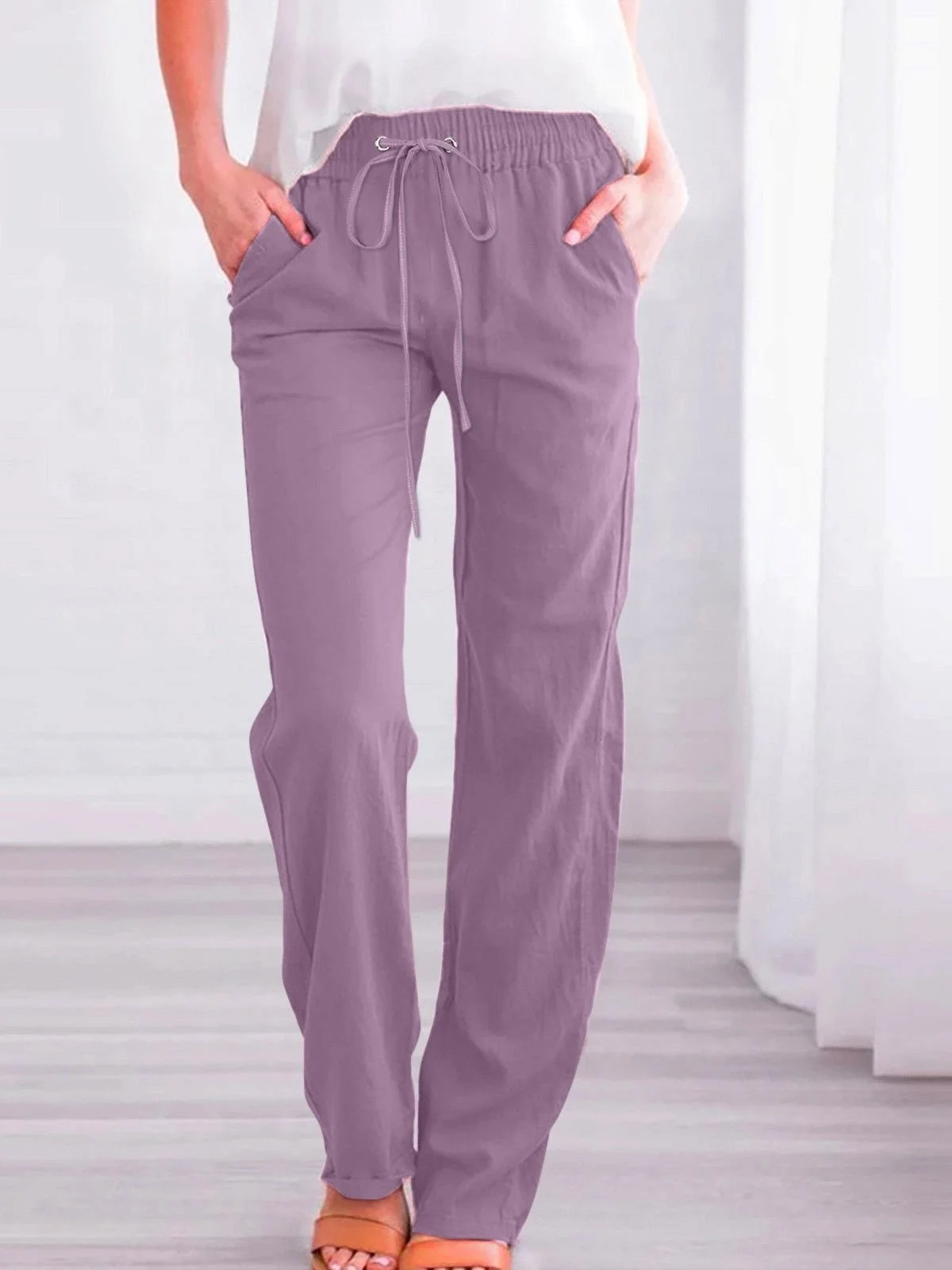 Cotton Regular Fit Casual Plain Pants