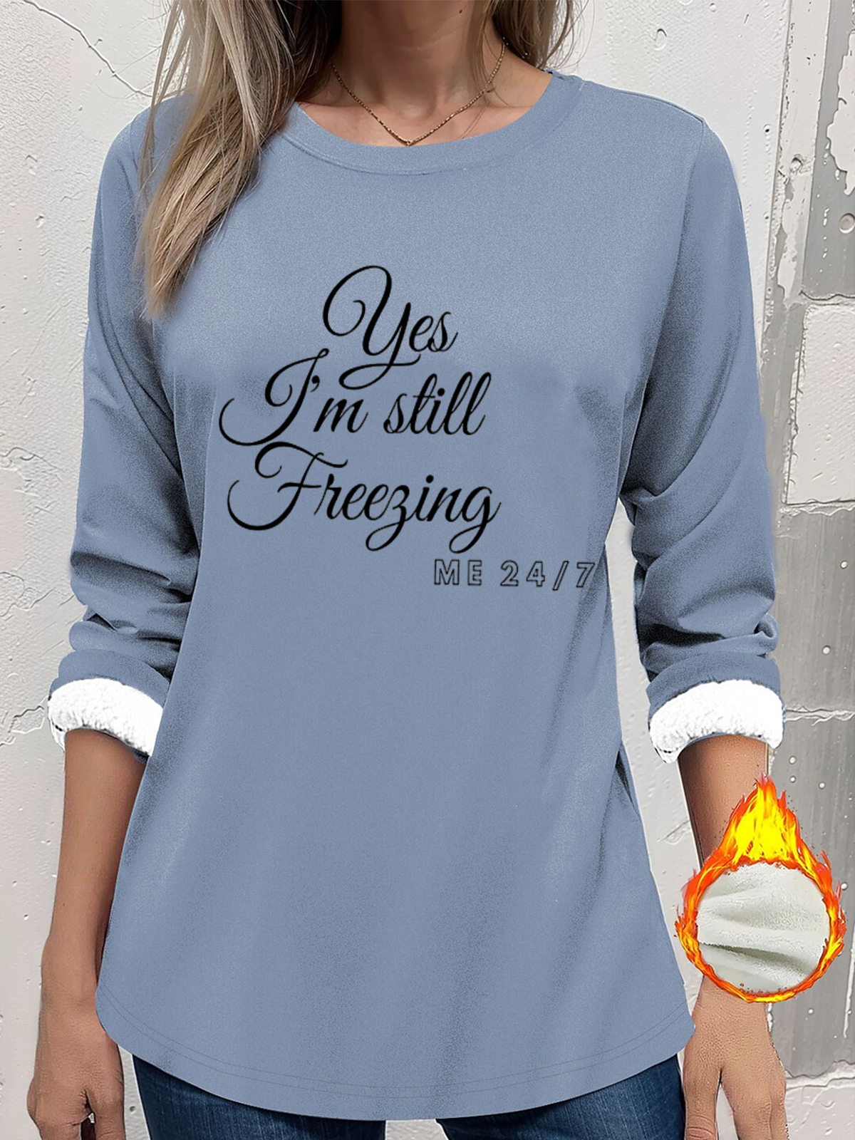 Women's Thickened Pullover Lettering Pattern Casual Comfort Long Sleeve Round Neck Regular Top