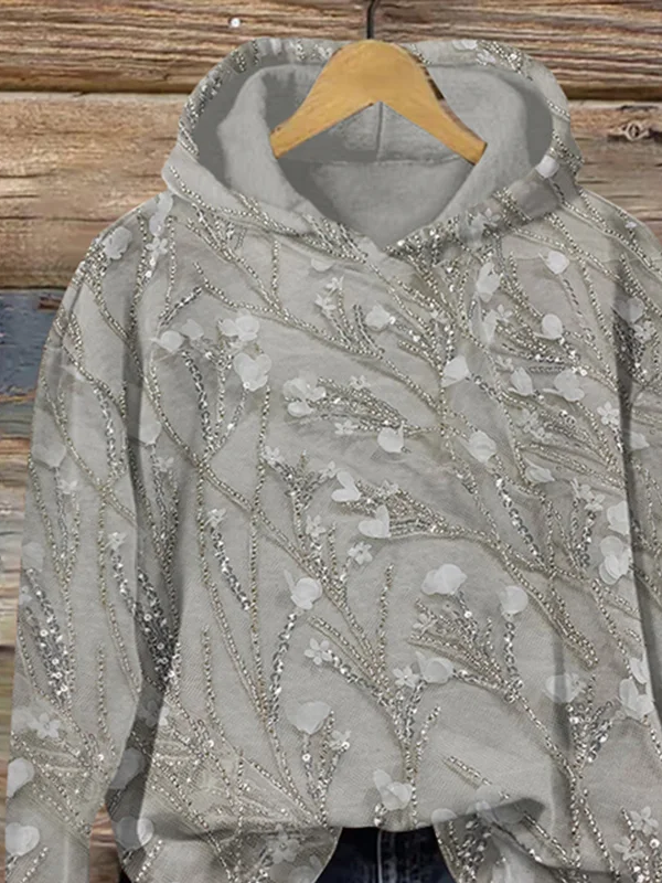 Women's Floral Abstract Print Casual Long Sleeve Hoodie