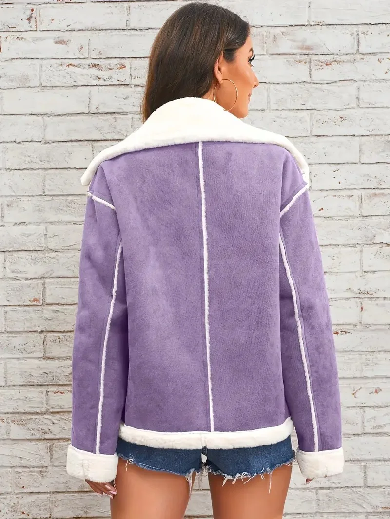 Fashion lapel plush jacket winter warm casual coat Quilted iacket