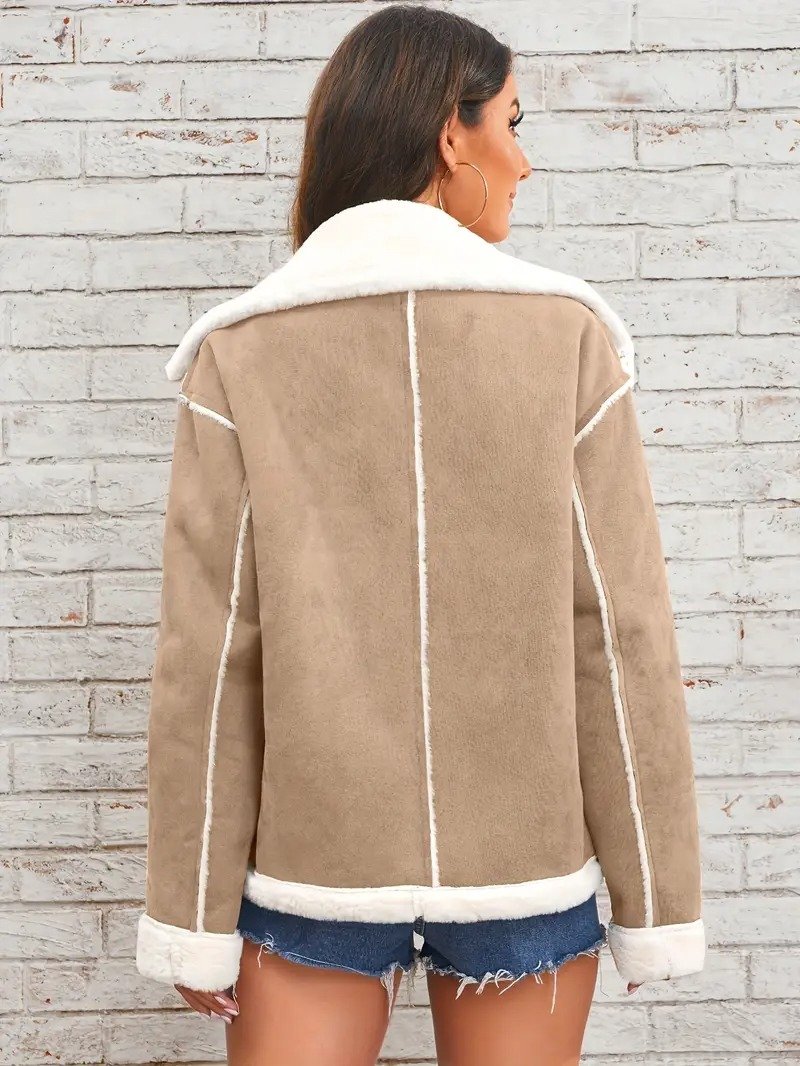 Fashion lapel plush jacket winter warm casual coat Quilted iacket