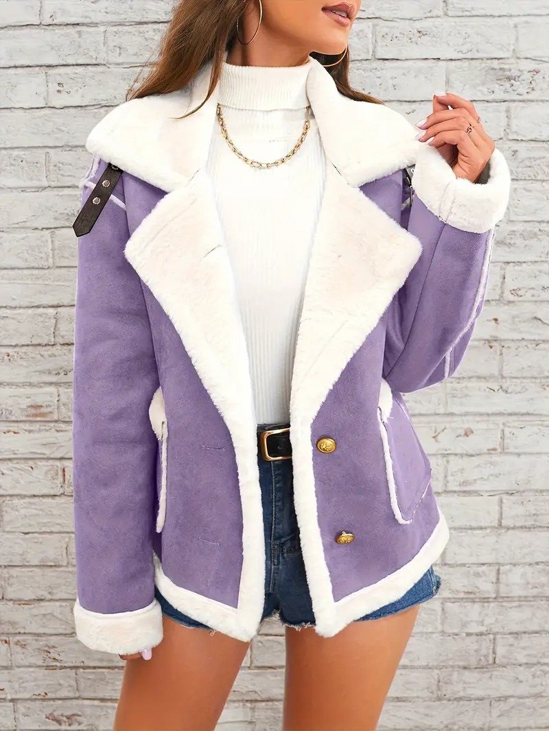 Fashion lapel plush jacket winter warm casual coat Quilted iacket