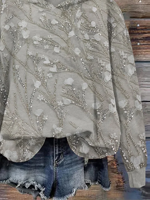 Women's Floral Abstract Print Casual Long Sleeve Hoodie