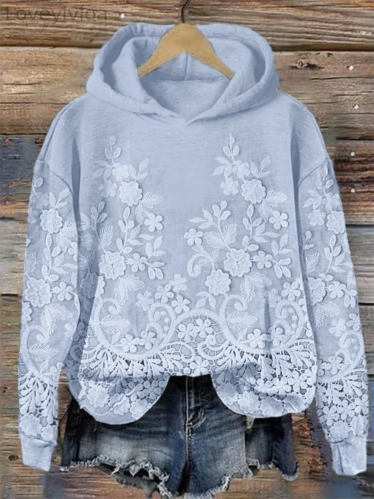 Women's Floral Print Casual Long Sleeve Hoodie