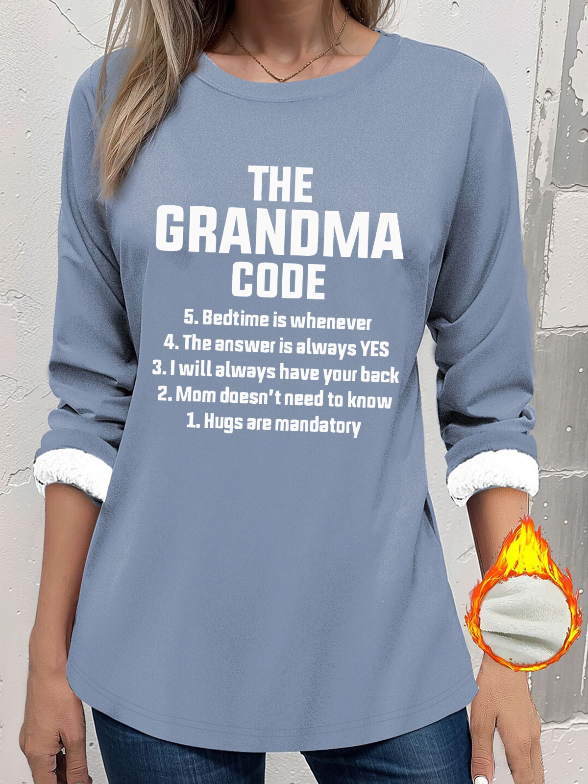 Women's Thickened Pullover Lettering Pattern Casual Comfort Long Sleeve Round Neck Regular Top