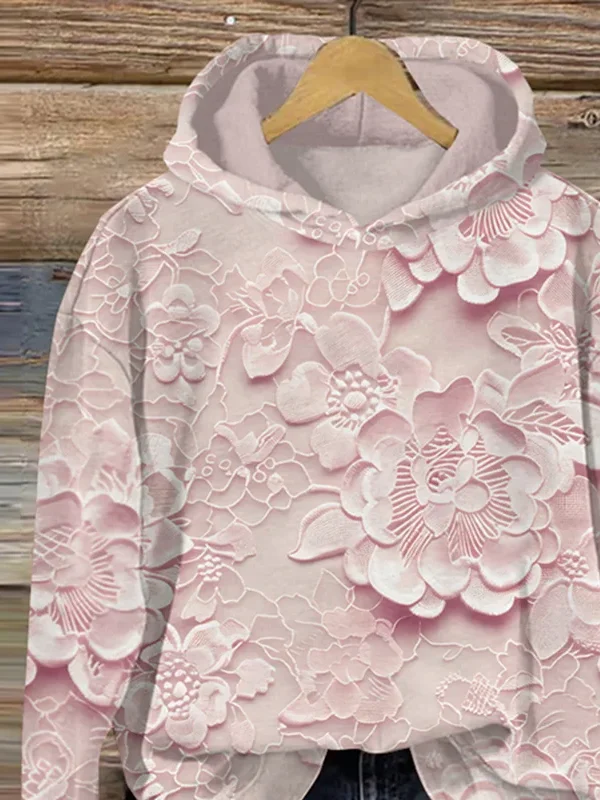 Women's Floral Print Casual Long Sleeve Hoodie