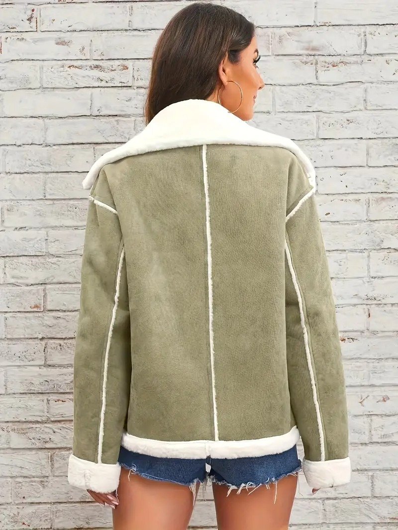 Fashion lapel plush jacket winter warm casual coat Quilted iacket