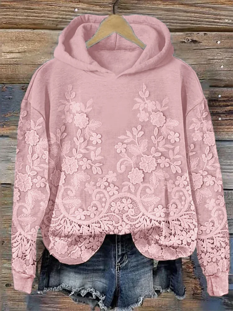 Women's Floral Print Casual Long Sleeve Hoodie