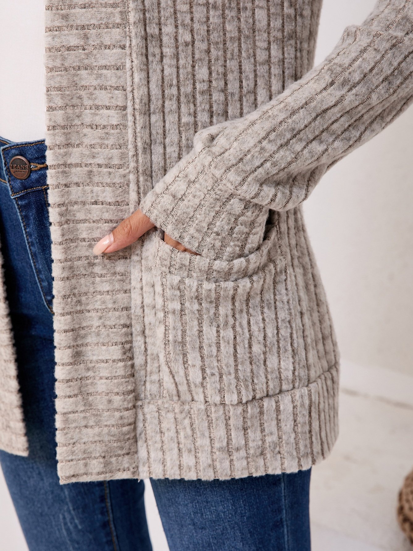 Basic Loose Autumn And Winter New Solid Color Cashmere Long-sleeved Bottoming Cardigan Knitted Cardigan