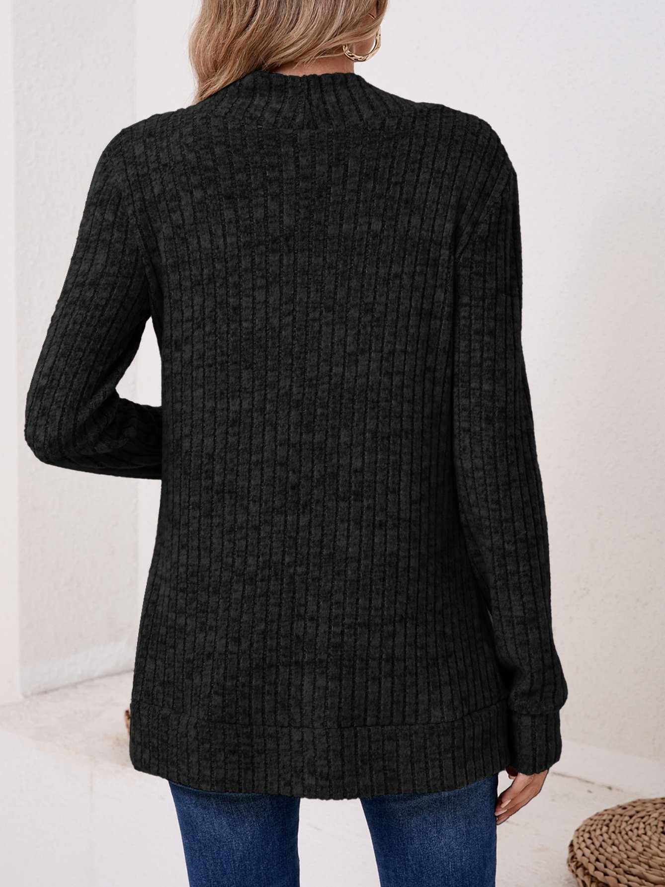 Basic Loose Autumn And Winter New Solid Color Cashmere Long-sleeved Bottoming Cardigan Knitted Cardigan