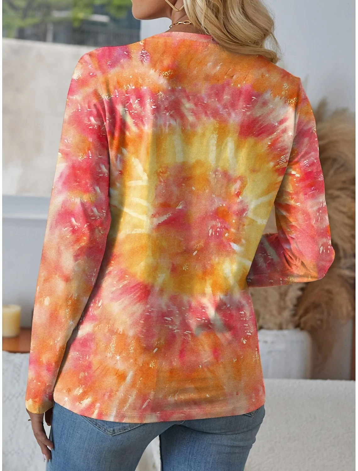 Crew Neck Regular Fit Tie-Dye Pattern Casual T-Shirt