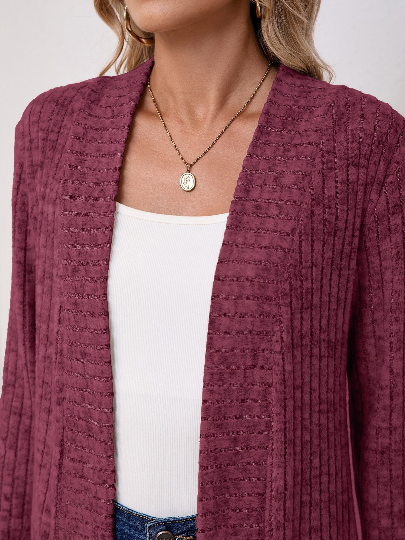 Basic Loose Autumn And Winter New Solid Color Cashmere Long-sleeved Bottoming Cardigan Knitted Cardigan