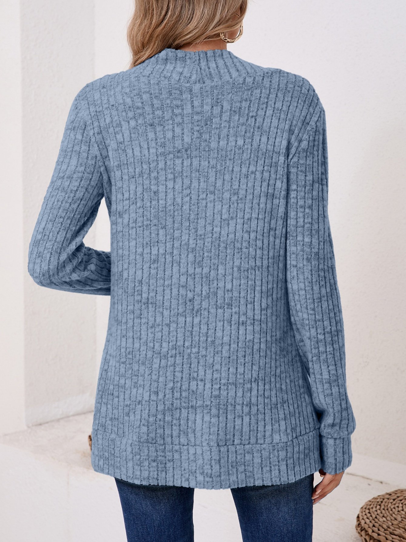 Basic Loose Autumn And Winter New Solid Color Cashmere Long-sleeved Bottoming Cardigan Knitted Cardigan