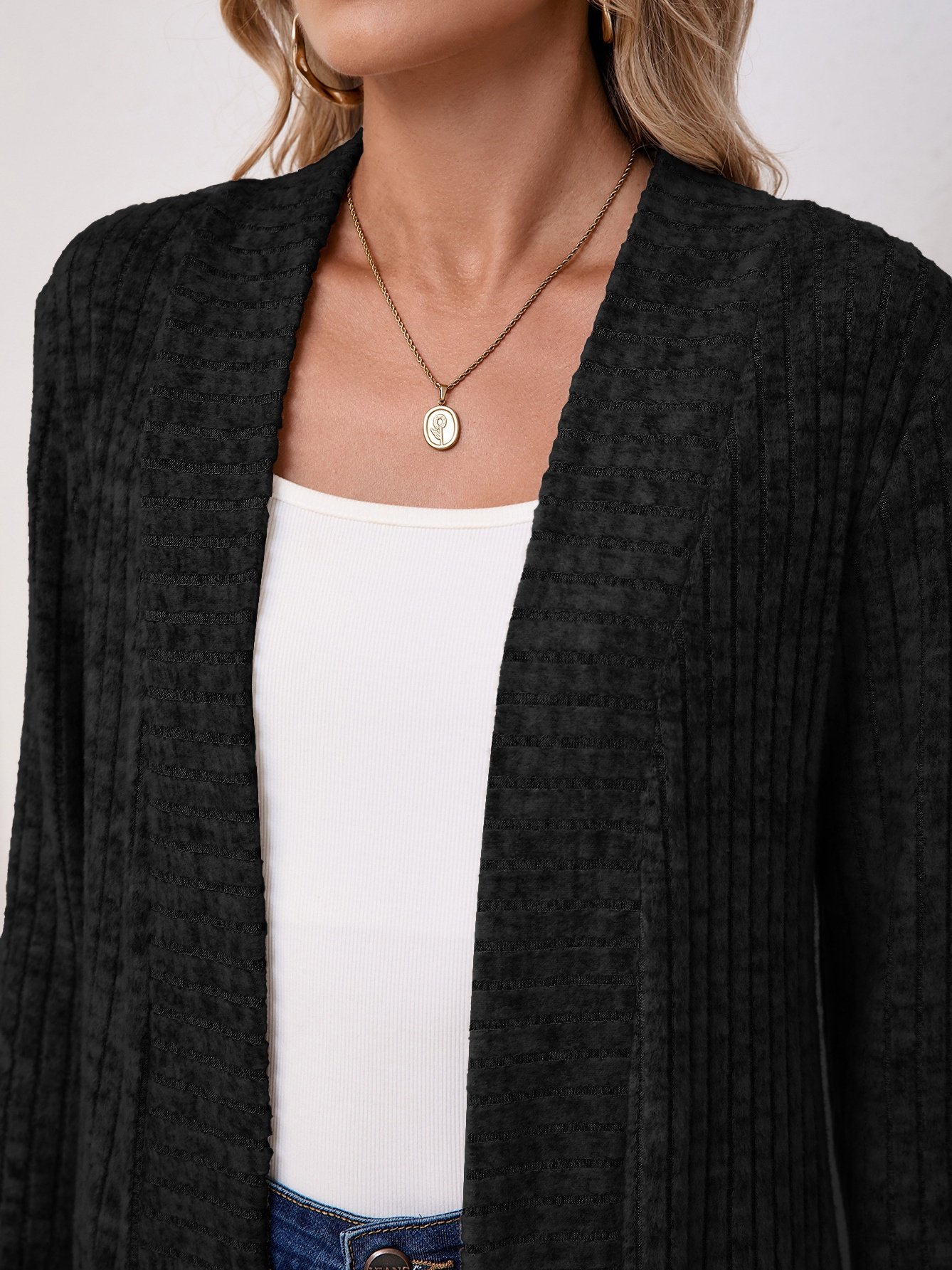 Basic Loose Autumn And Winter New Solid Color Cashmere Long-sleeved Bottoming Cardigan Knitted Cardigan