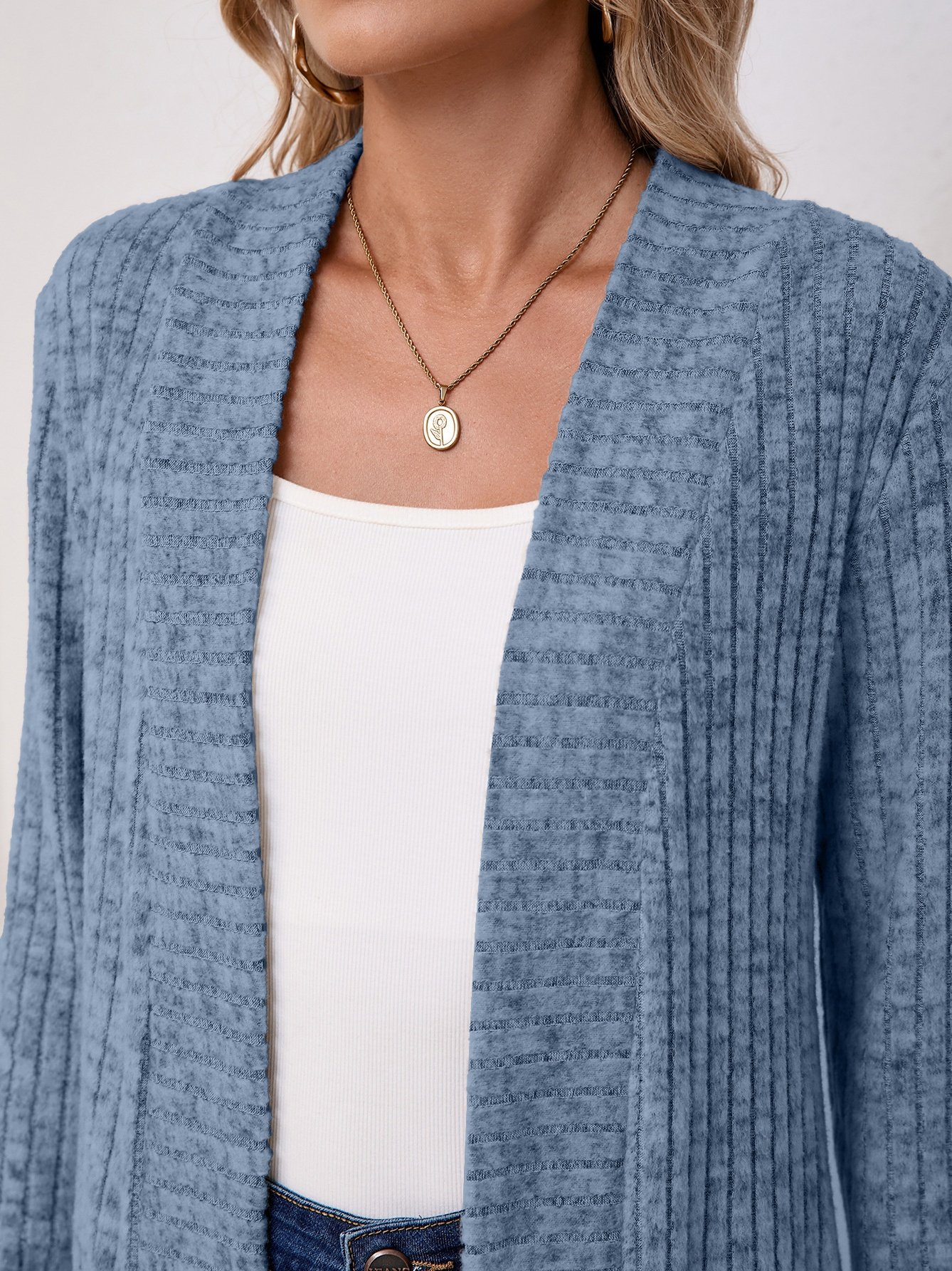 Basic Loose Autumn And Winter New Solid Color Cashmere Long-sleeved Bottoming Cardigan Knitted Cardigan