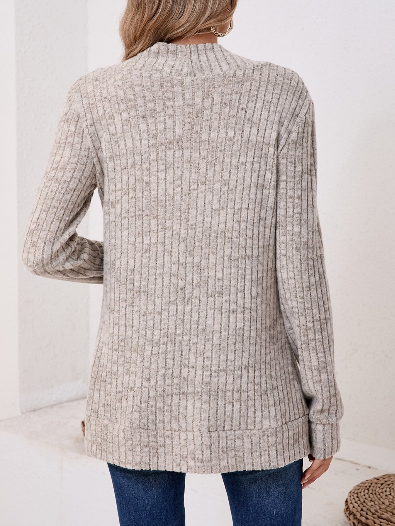 Basic Loose Autumn And Winter New Solid Color Cashmere Long-sleeved Bottoming Cardigan Knitted Cardigan