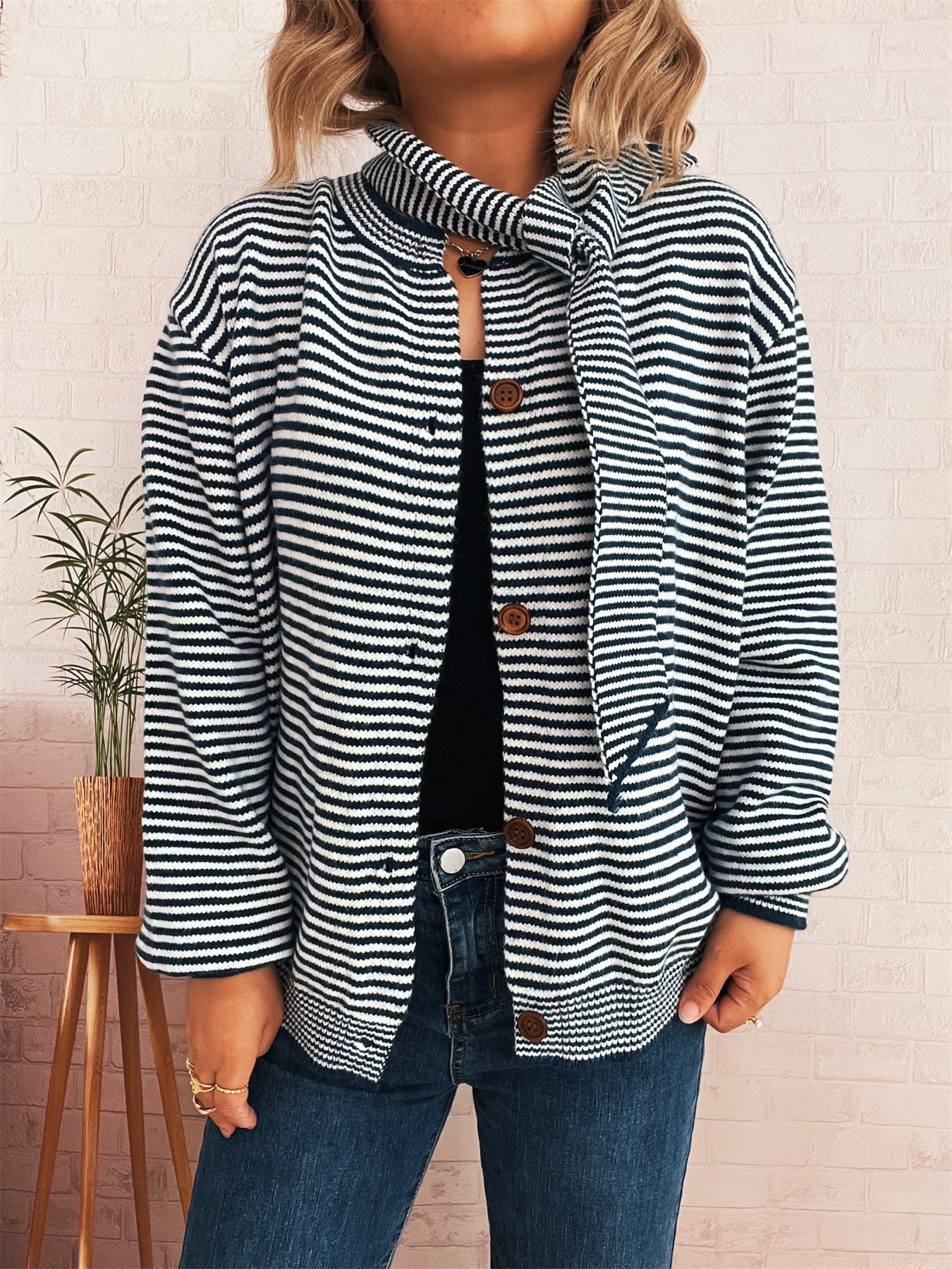 Striped Regular Fit Casual Cardigan