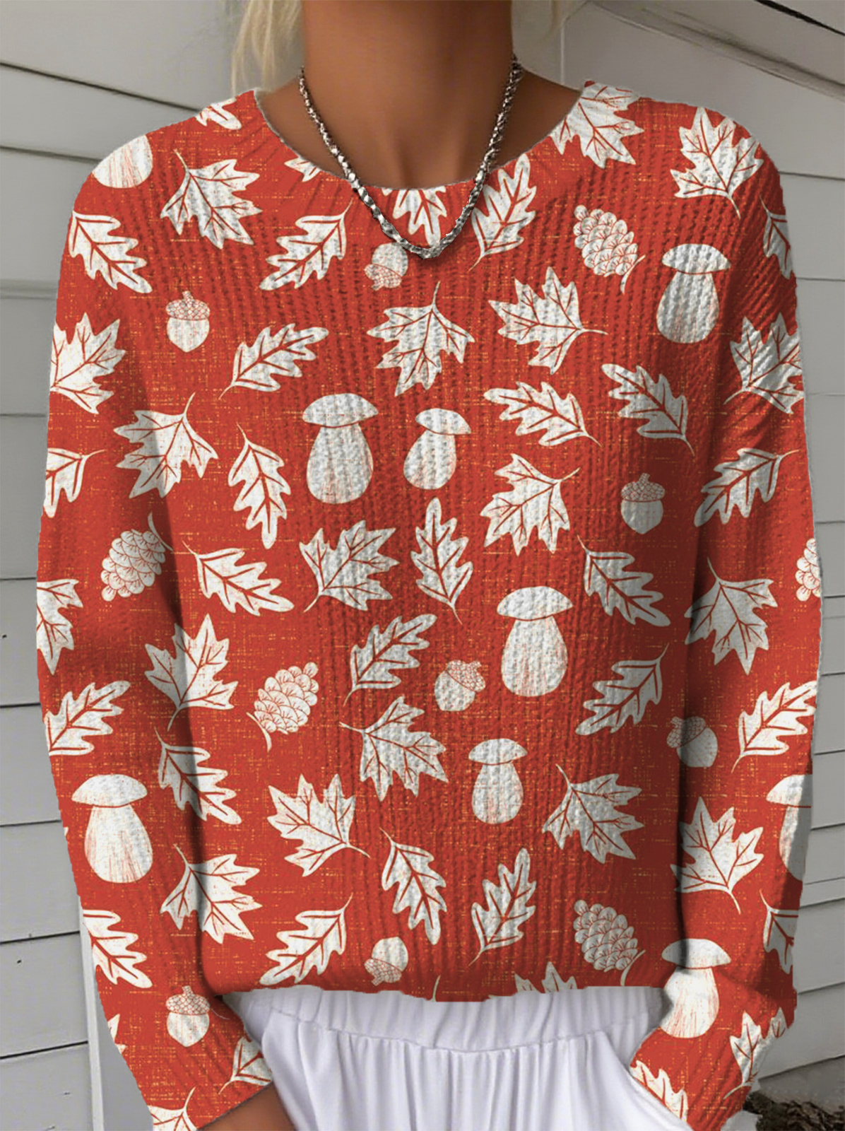 Women's Autumn Pattern Crewneck Sweater Casual Comfort Regular Pullover Sweatshirt