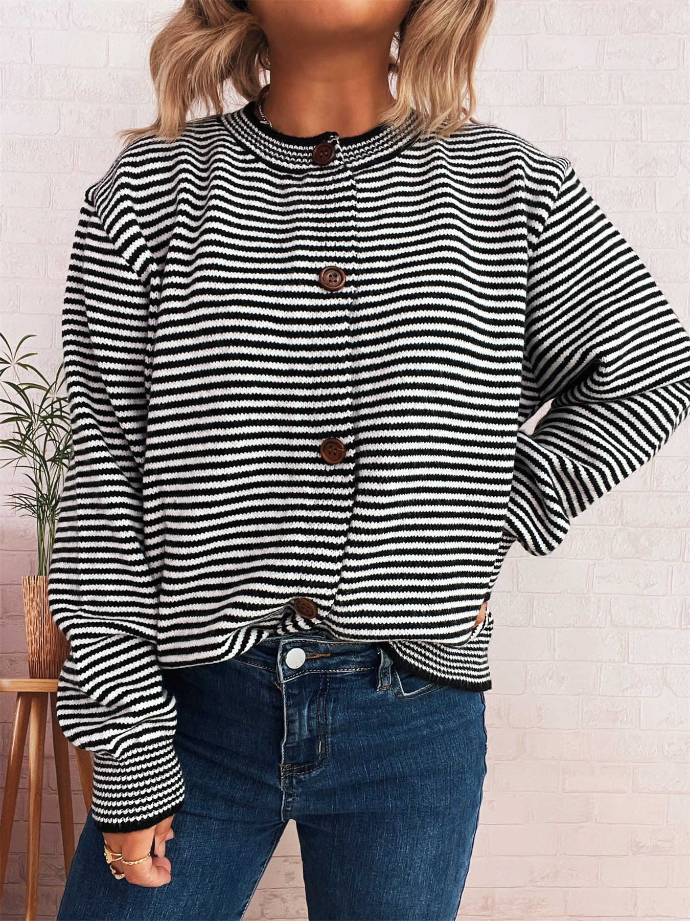 Striped Regular Fit Casual Cardigan