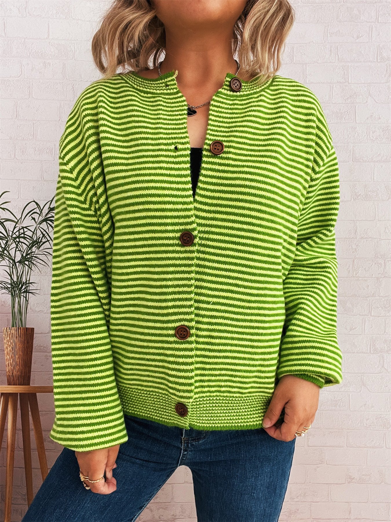Striped Regular Fit Casual Cardigan