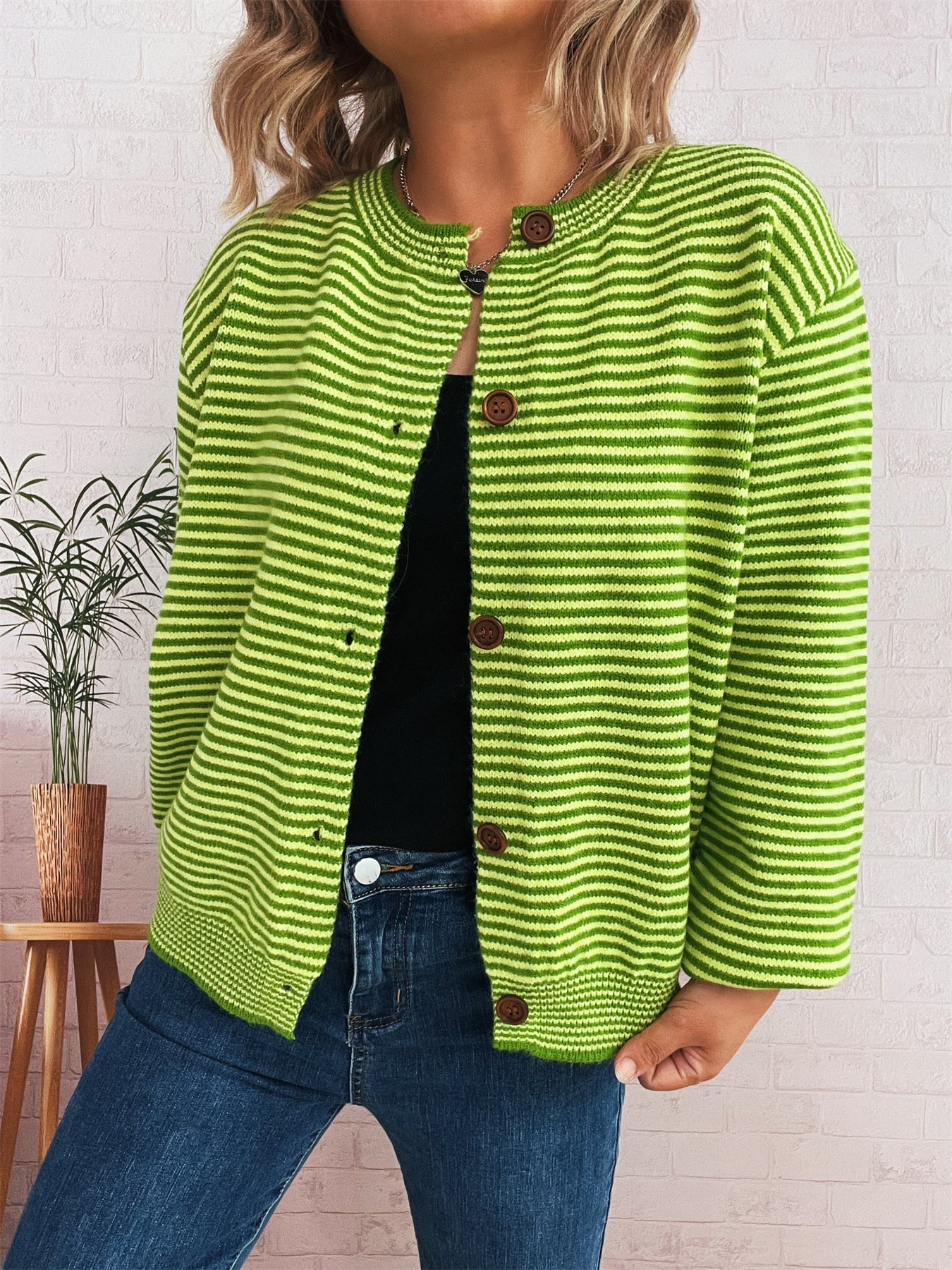 Striped Regular Fit Casual Cardigan